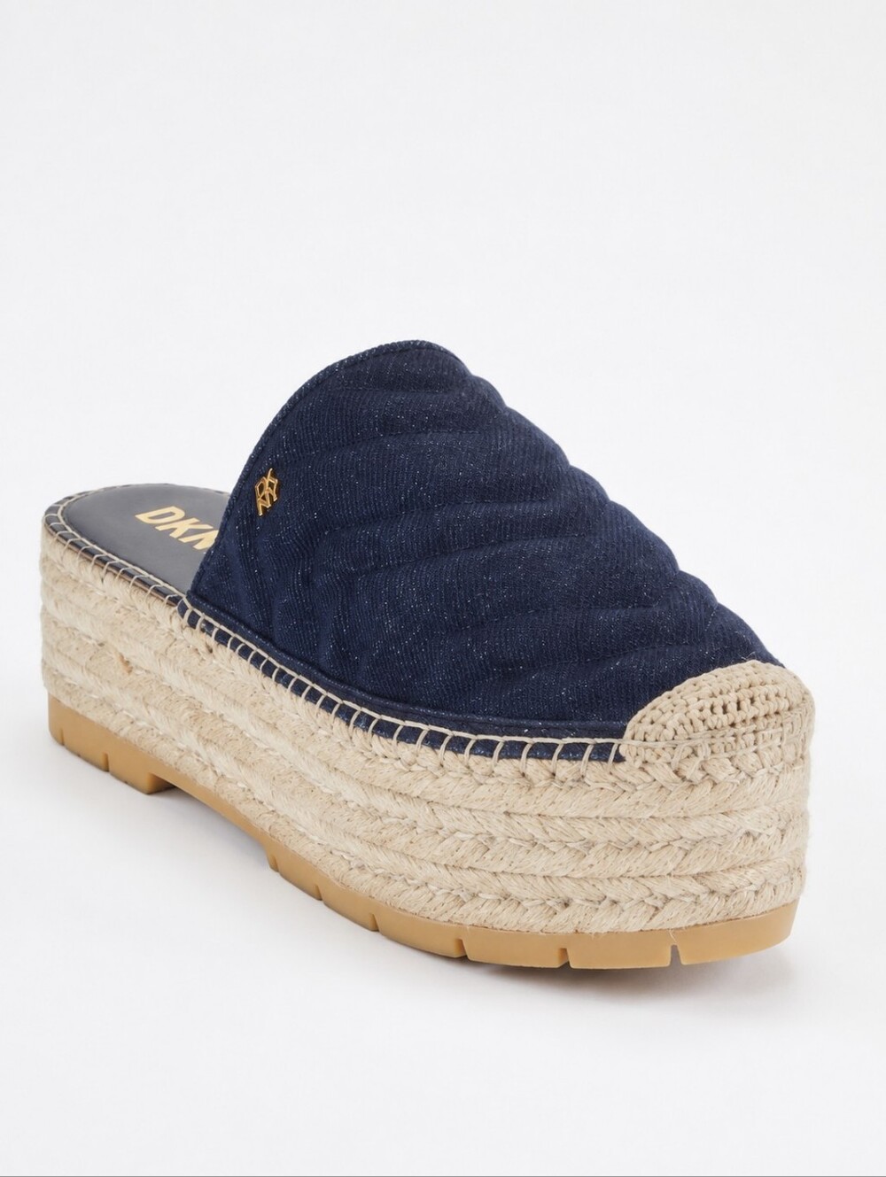 DKNY Ricki Espadrille Flatform Mules in Denim Navy Blue Size 9